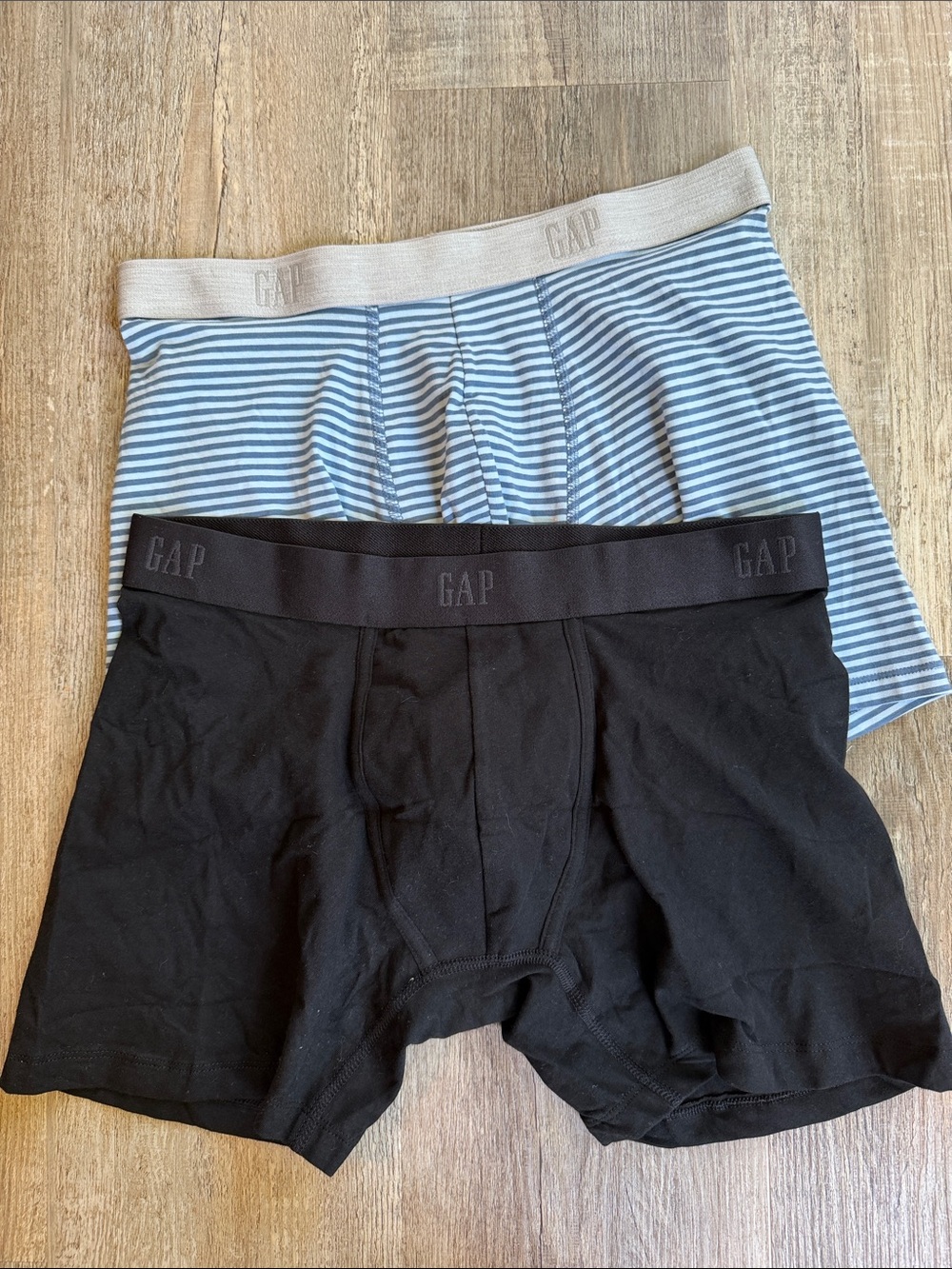 GAP | Men's Boxer Briefs Two-Pack — Black & Light Blue Stripe